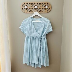 Urban Outfitters Plaid Print Mini Wrap Dress Blue/White Sz XS